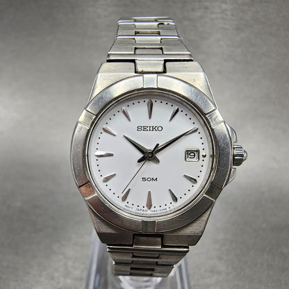 Seiko Watch Women 26mm White Dial Steel Date Round 7N826F50 New Battery0