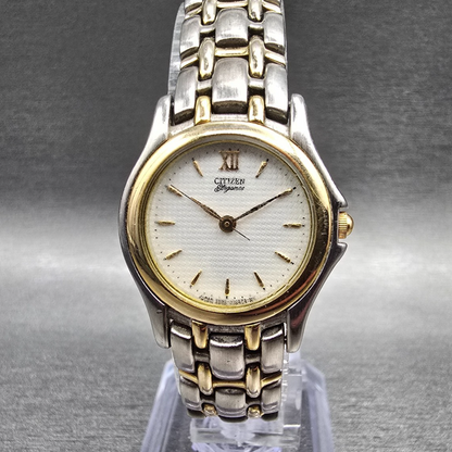 Citizen Elegance Watch Women 24mm White Dial Two Tone Round 5930-H06867 New Batt0