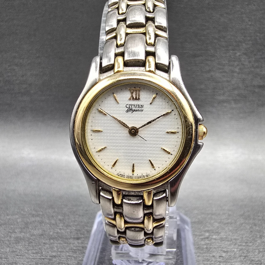 Citizen Elegance Watch Women 24mm White Dial Two Tone Round 5930-H06867 New Batt0