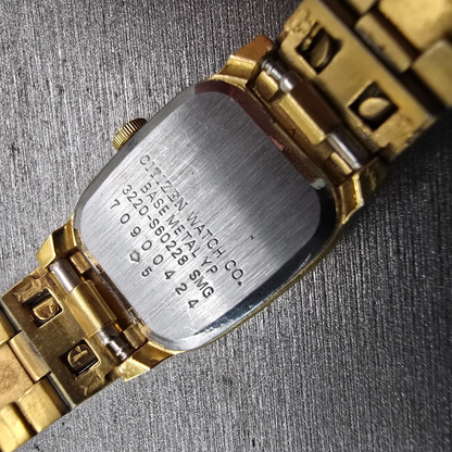 Citizen CQ Watch Women 17mm Champagne Dial Gold Tone 3220-S60228 New Battery VTG10