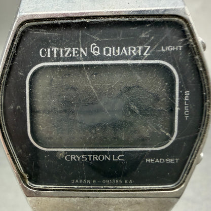 Citizen CQ Watch Men 34mm Digital LCD Silver Tone Alarm Chrono 4-097718 PARTS2