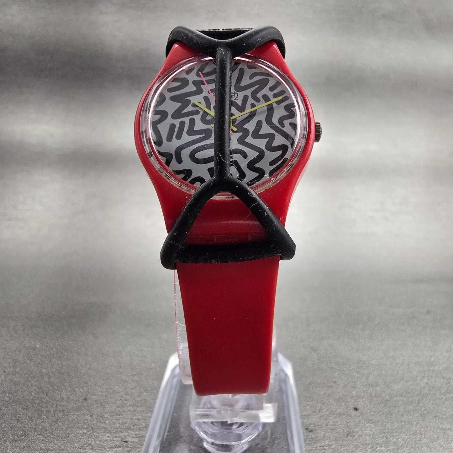 Swatch Squiggly Watch Women 24mm White Dial Red Case Round LR104 New Battery VTG5