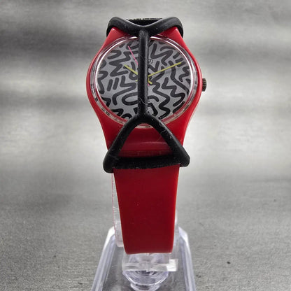 Swatch Squiggly Watch Women 24mm White Dial Red Case Round LR104 New Battery VTG5