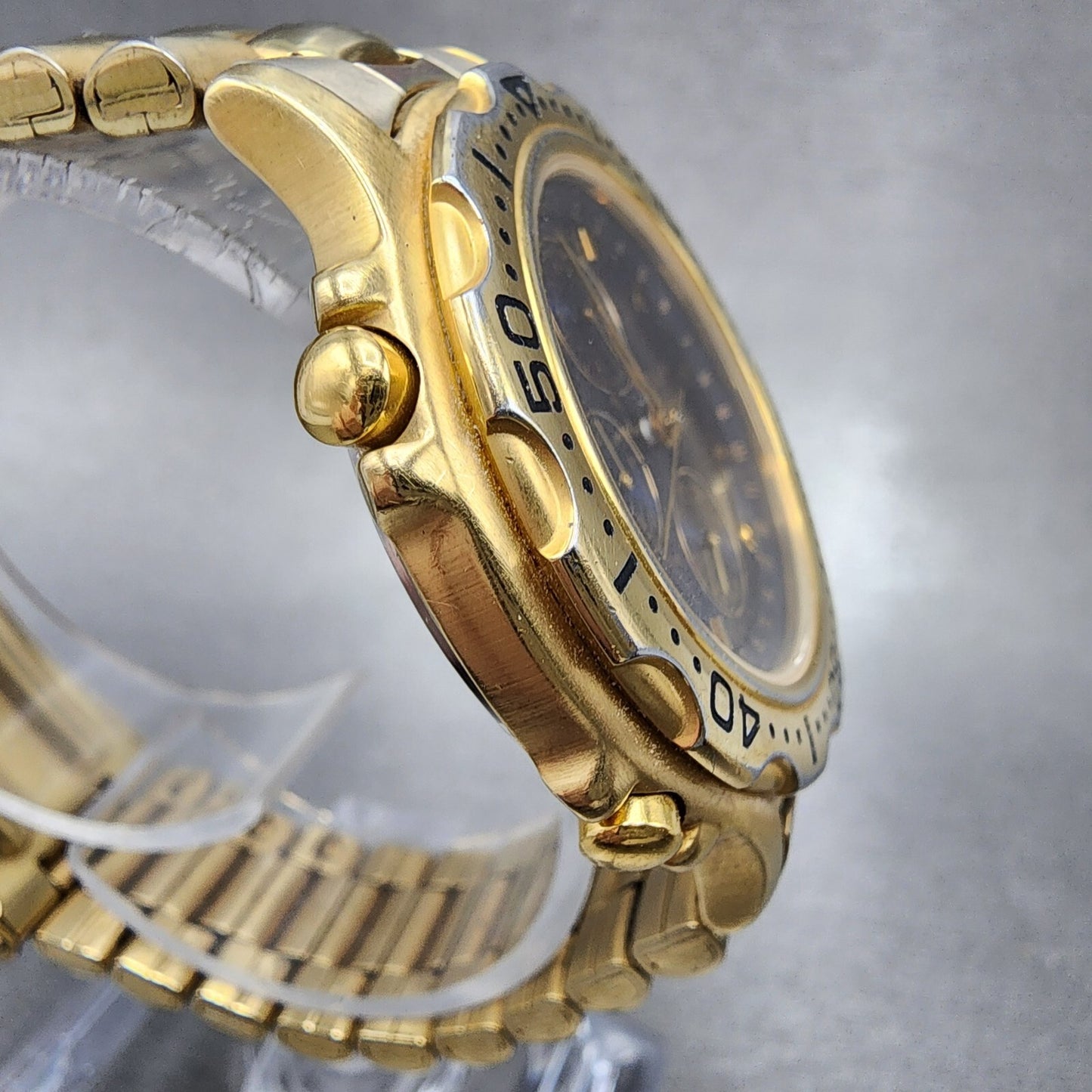 Bulova Marine Star Watch Men 38mm Blue Dial Gold Tone Chronograph 97A41 PARTS4