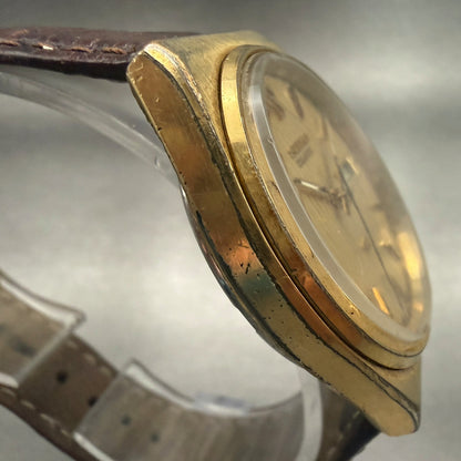 Seiko SQ Watch Men 35mm Gold Dial Gold Tone Daydate Round 8223-8029 New Battery3