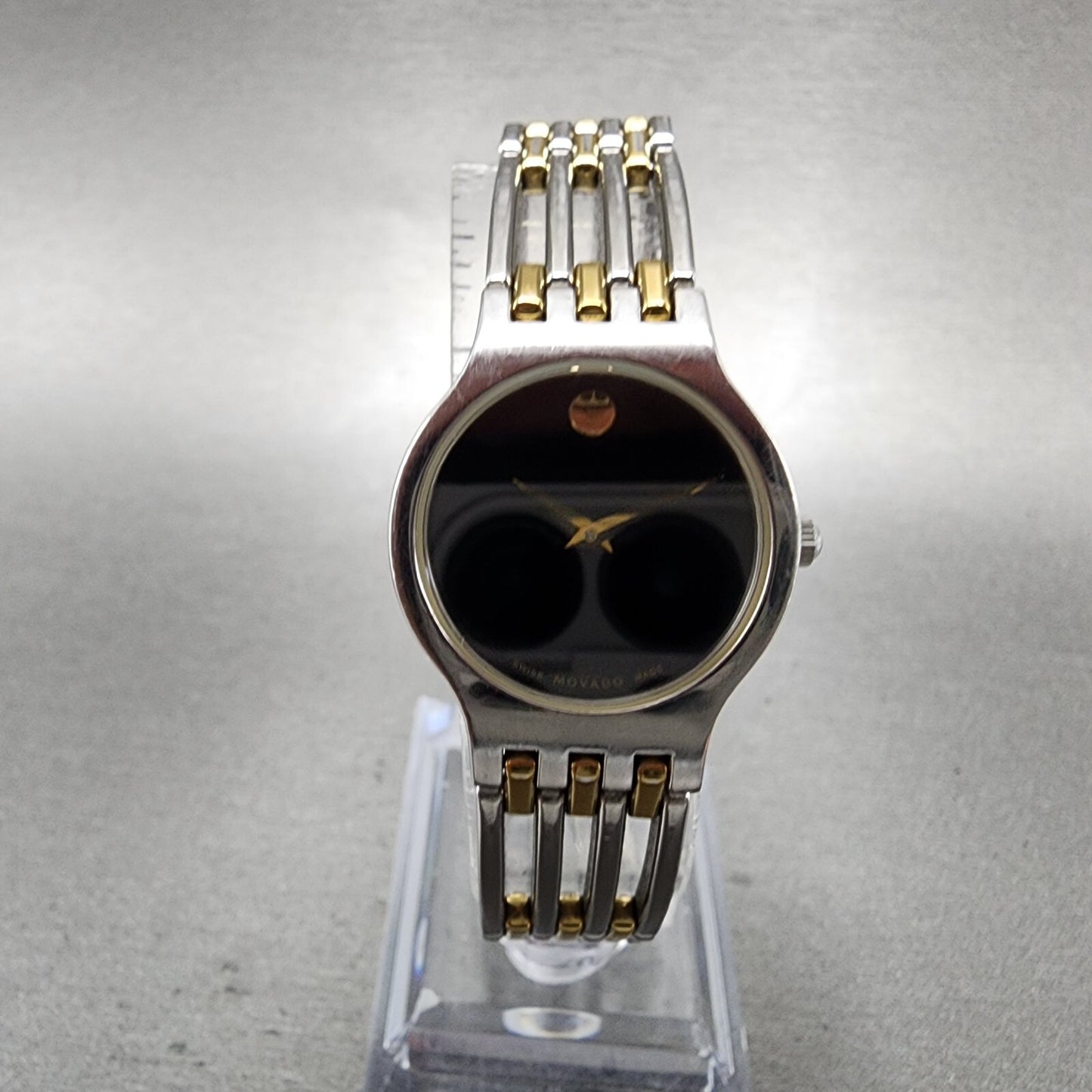 Movado Esperanza Watch Women 23mm Black Dial Two Tone Round 84A11821 New Batt A11