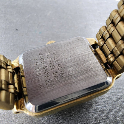 Seiko Tank Watch Women 18mm Champagne Dial Gold Tone Rectangle V4015129 New Bat9
