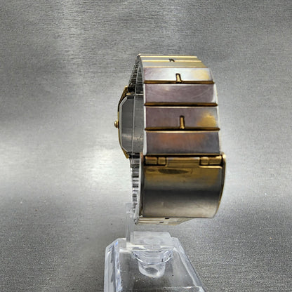 Seiko Watch Men 26mm Black Dial Gold Tone Date Octagon 6532-5310 New Battery