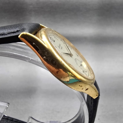 Seiko Avenue Watch Men 31mm Ivory Dial Gold Tone Round 2G28-6090 New Battery VTG3