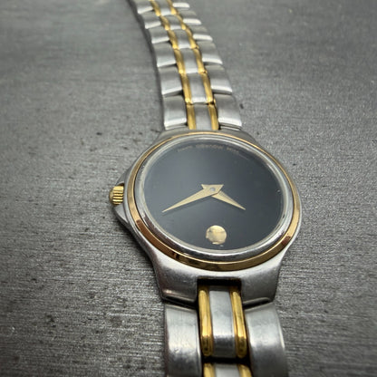 Movado Museum Watch Women 24mm Black Dial Two Tone Round READ!!!! 81-E3-828 Runs4