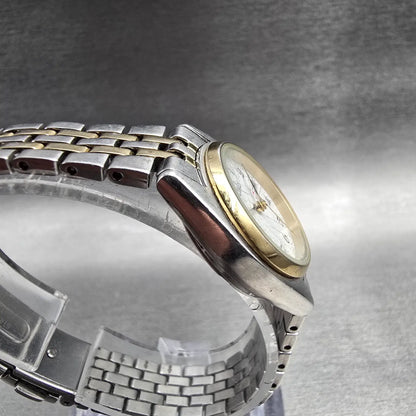 Seiko Watch Women 24mm White Dial Two Tone Daydate Round 7N83-0011 New Battery 03