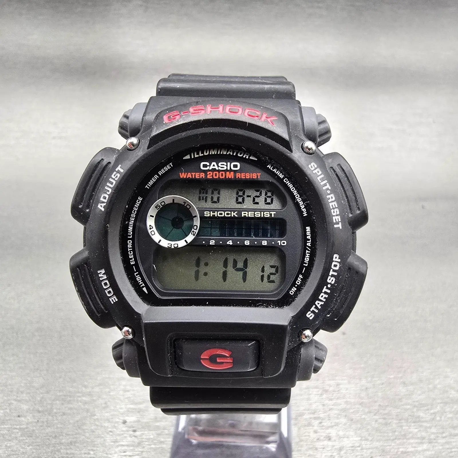 Casio G-Shock DW-9052 Watch Men 47mm Black Dial Black Chrono Alarm New Battery P0