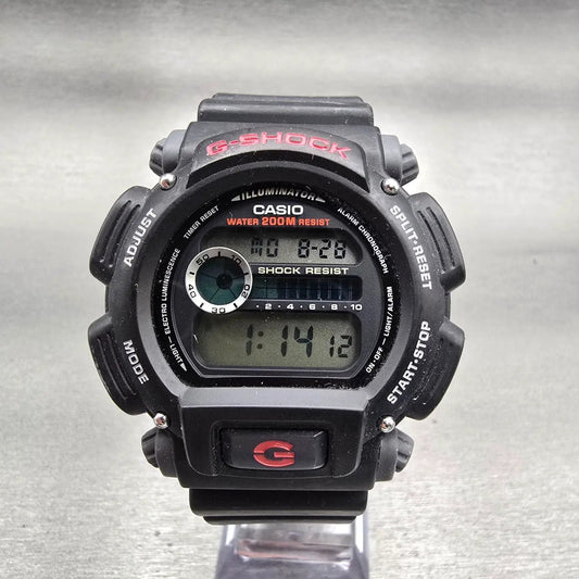 Casio G-Shock DW-9052 Watch Men 47mm Black Dial Black Chrono Alarm New Battery P0