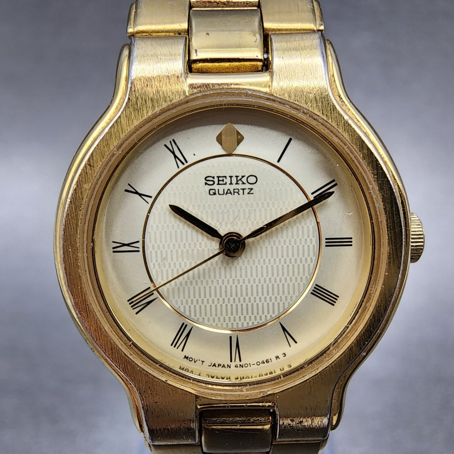 Seiko Watch Women 24mm Cream Dial Gold Tone Round 4N010261 New Battery VTG1