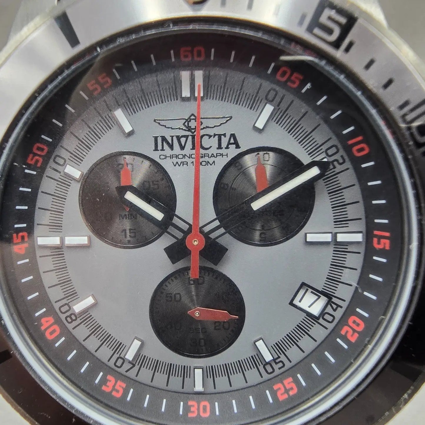 Invicta Pro Diver Chronograph Watch Men 46mm Gray Dial Black Tone 11745 New Batt3