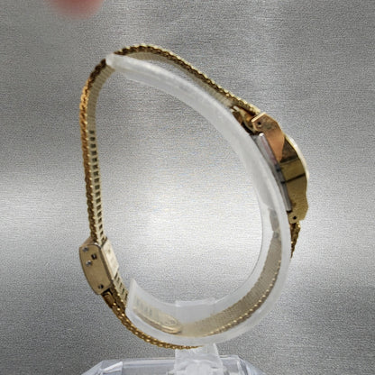 Bulova Watch Women 15mm Gold Dial Gold Tone Round Manual Wind Runs Vintage P08