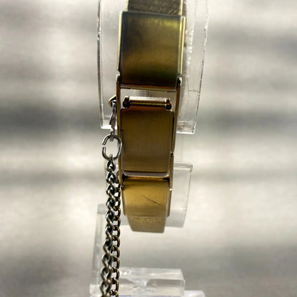 Seiko Watch Women 13mm Black Dial Gold Tone Rectangle 2E20-6139 New Battery VTG7
