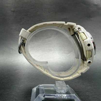 Casio Baby-G Watch Women 38mm White Dial White Case Round BGA-100 New Battery AB8