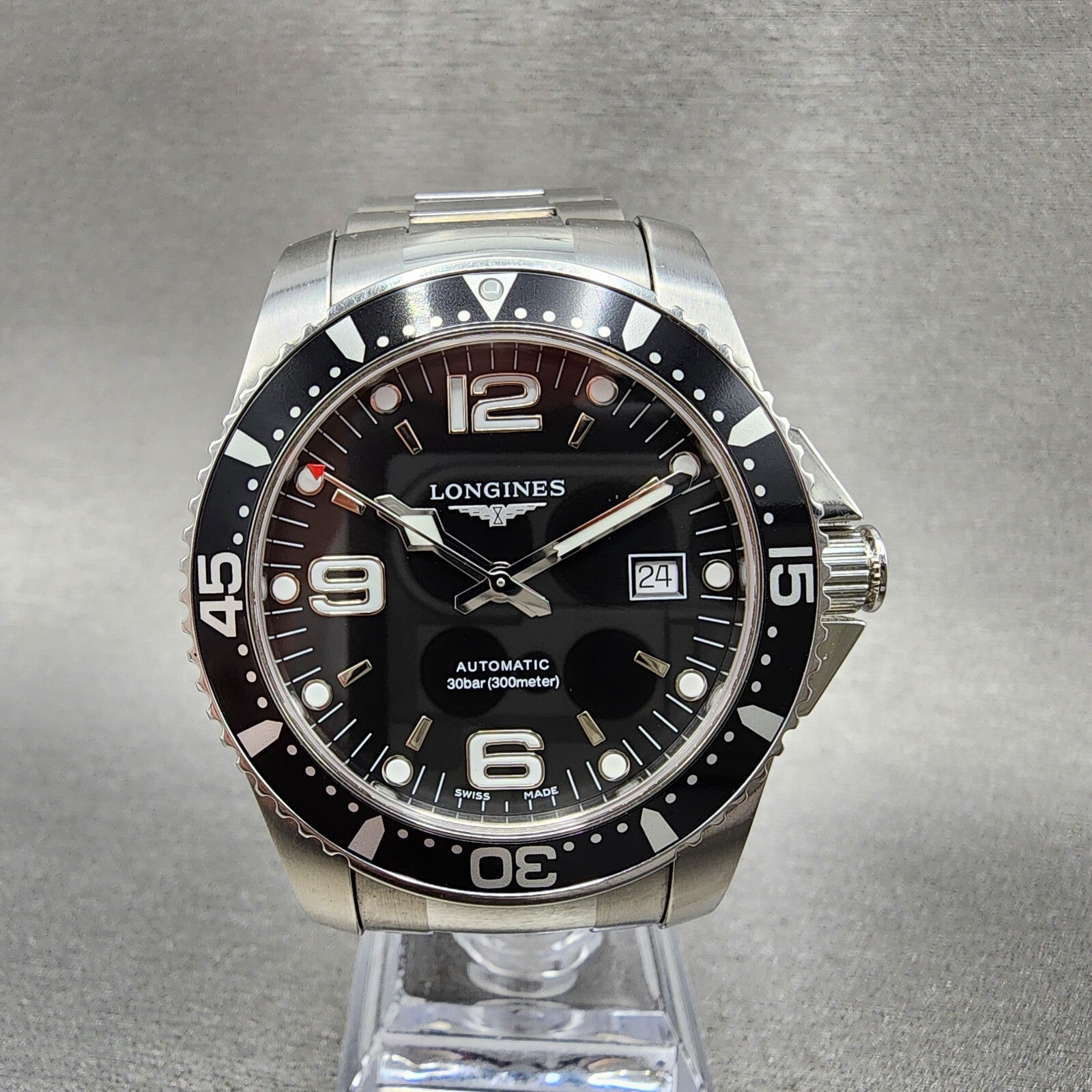 Longines Hydraconquest Automatic Watch Men 42mm  Black Dial Steel Date L3.742.40