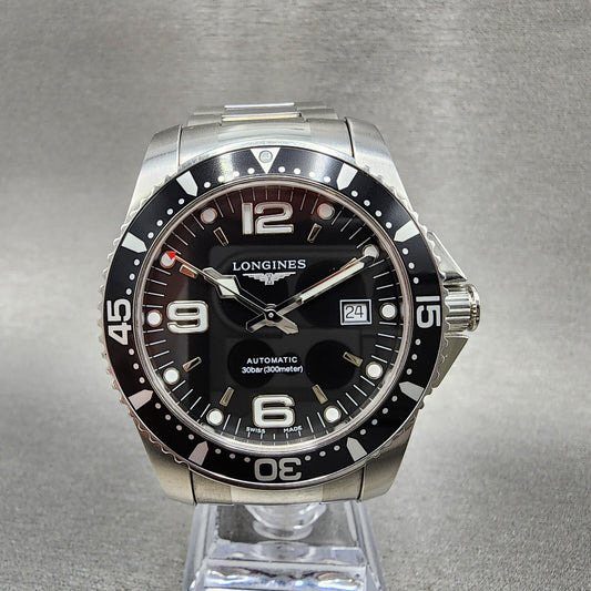 Longines Hydraconquest Automatic Watch Men 42mm  Black Dial Steel Date L3.742.40