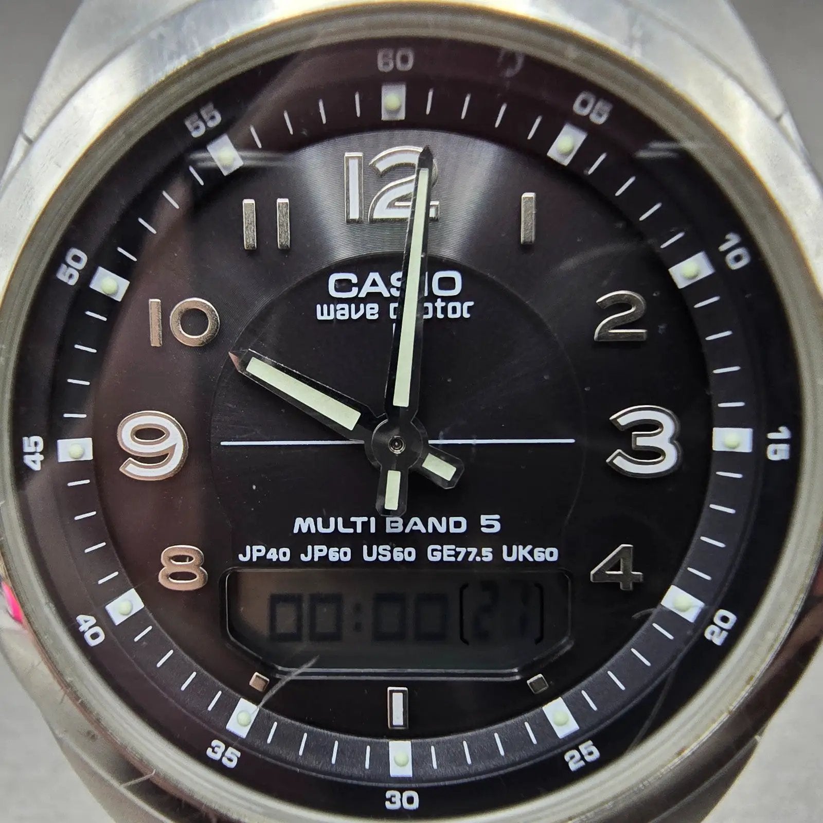 Casio Waveceptor Watch Men 41mm Black Dial Analog Digital Steel WVA-M480 Works1