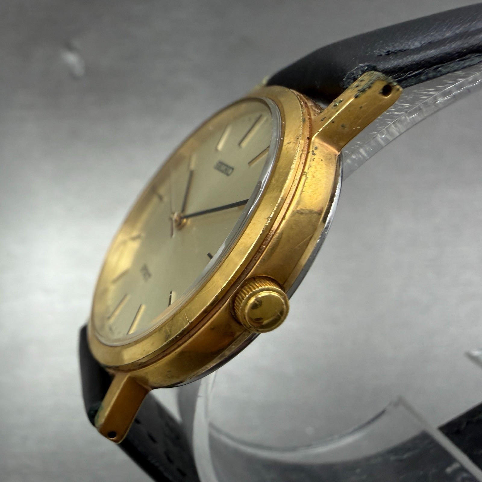 Seiko Spirit Watch Men 32mm Champagne Dial Gold Tone 7N01-7060 New Battery TYH2
