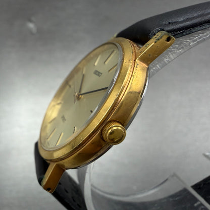 Seiko Spirit Watch Men 32mm Champagne Dial Gold Tone 7N01-7060 New Battery TYH2