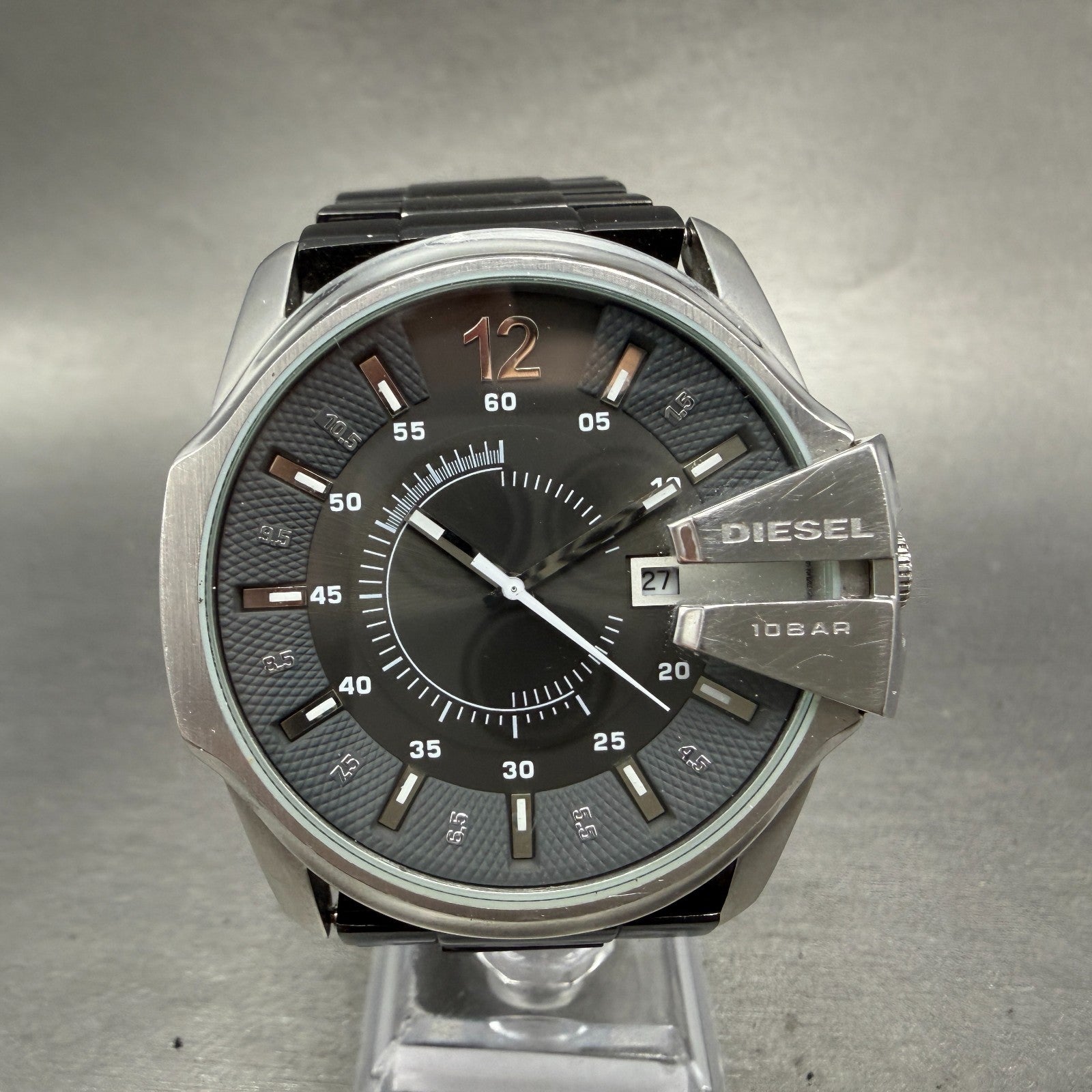 Diesel Watch Men 45mm Black Dial Steel Date Round DZ1206 New Battery0