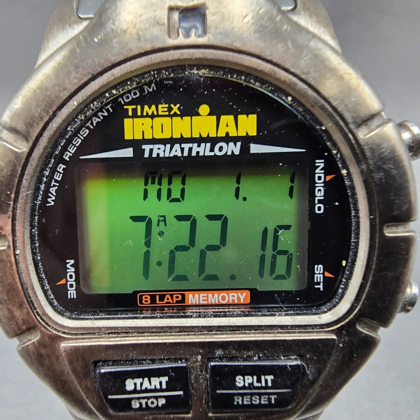 Timex Ironman Triathlon Watch Men 40mm Steel Alarm Chronograph Round New Battery1