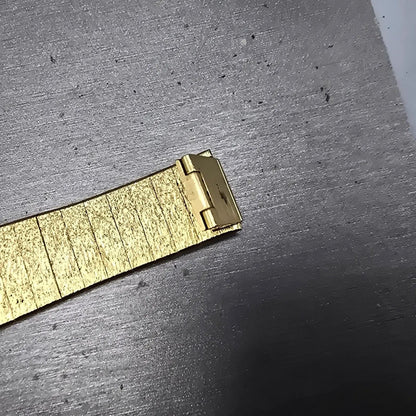 Bulova Tank Watch Men 24mm Black Dial Gold Tone Rectangle Diamond PARTS NO BACK9