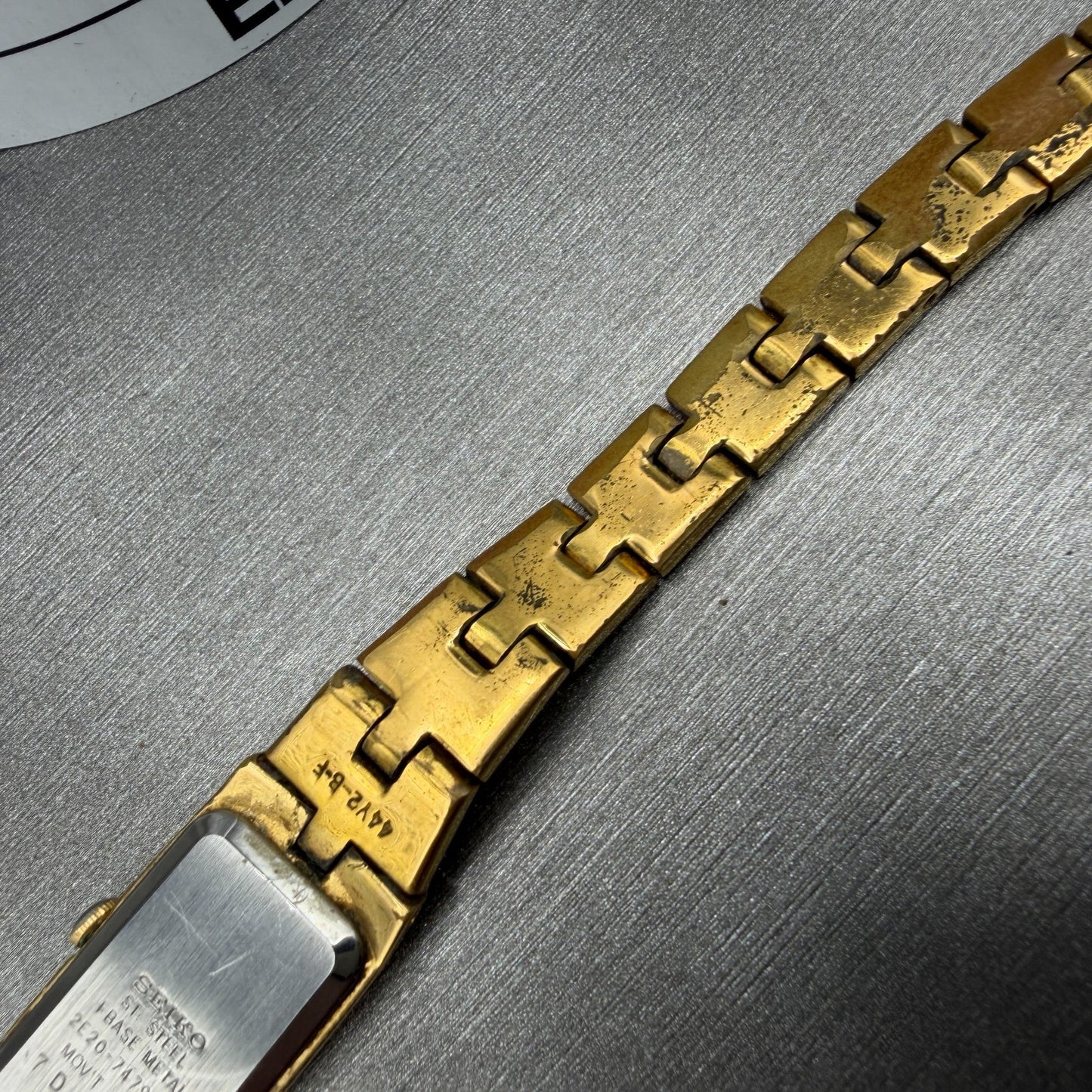 Seiko Tank Watch Women 13mm Champagne Dial Gold Tone Rectangle 2e20-7479 NewBat312