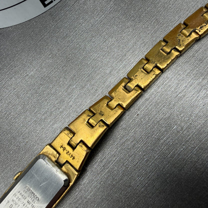 Seiko Tank Watch Women 13mm Champagne Dial Gold Tone Rectangle 2e20-7479 NewBat312