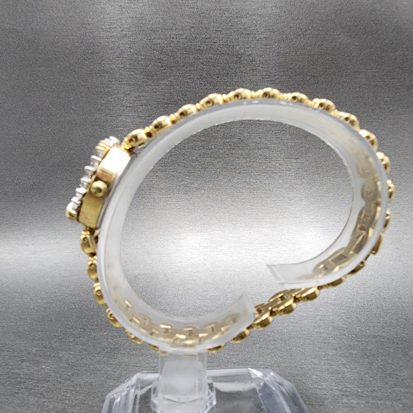 Jules Jurgenson Watch Women 17mm Silver Dial Gold Tone Diamond Bezel New Battery6