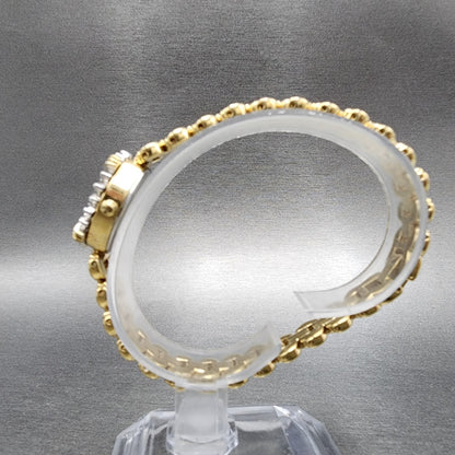 Jules Jurgenson Watch Women 17mm Silver Dial Gold Tone Diamond Bezel New Battery6