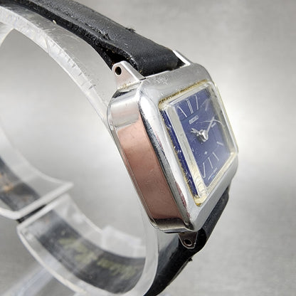 Seiko Watch Women 22mm Blue Dial Stainless Steel Rectangle Manual Wind Runs3