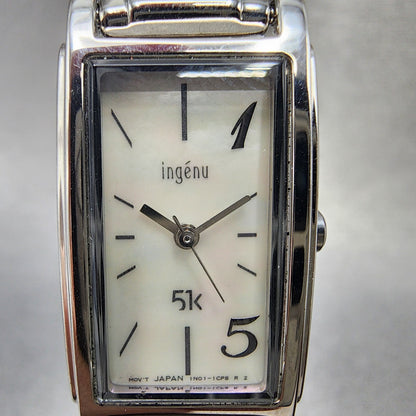 Seiko ALBA Ingenu Tank Watch Women 17mm MOP Dial Silver Tone Rectangle New Batt1