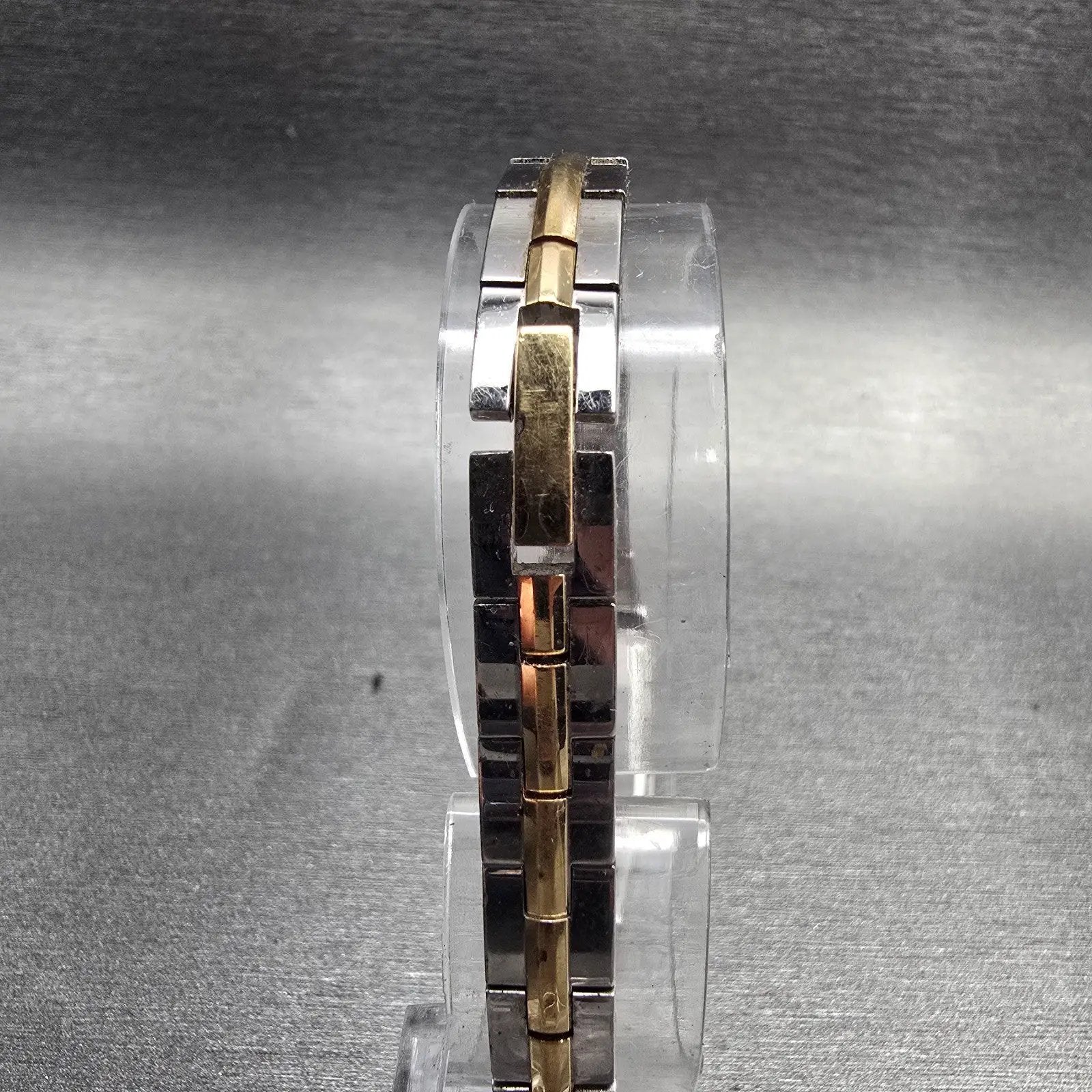 Seiko Tank Watch Women 13mm White Dial Two Tone Rectangle 2E20-0AY0 New Batt Fr7