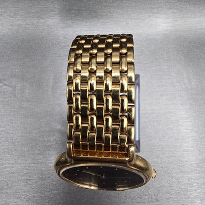 Seiko Watch Men 33mm Black Dial Gold Tone Round 5Y30-7029 New Battery Vintage4