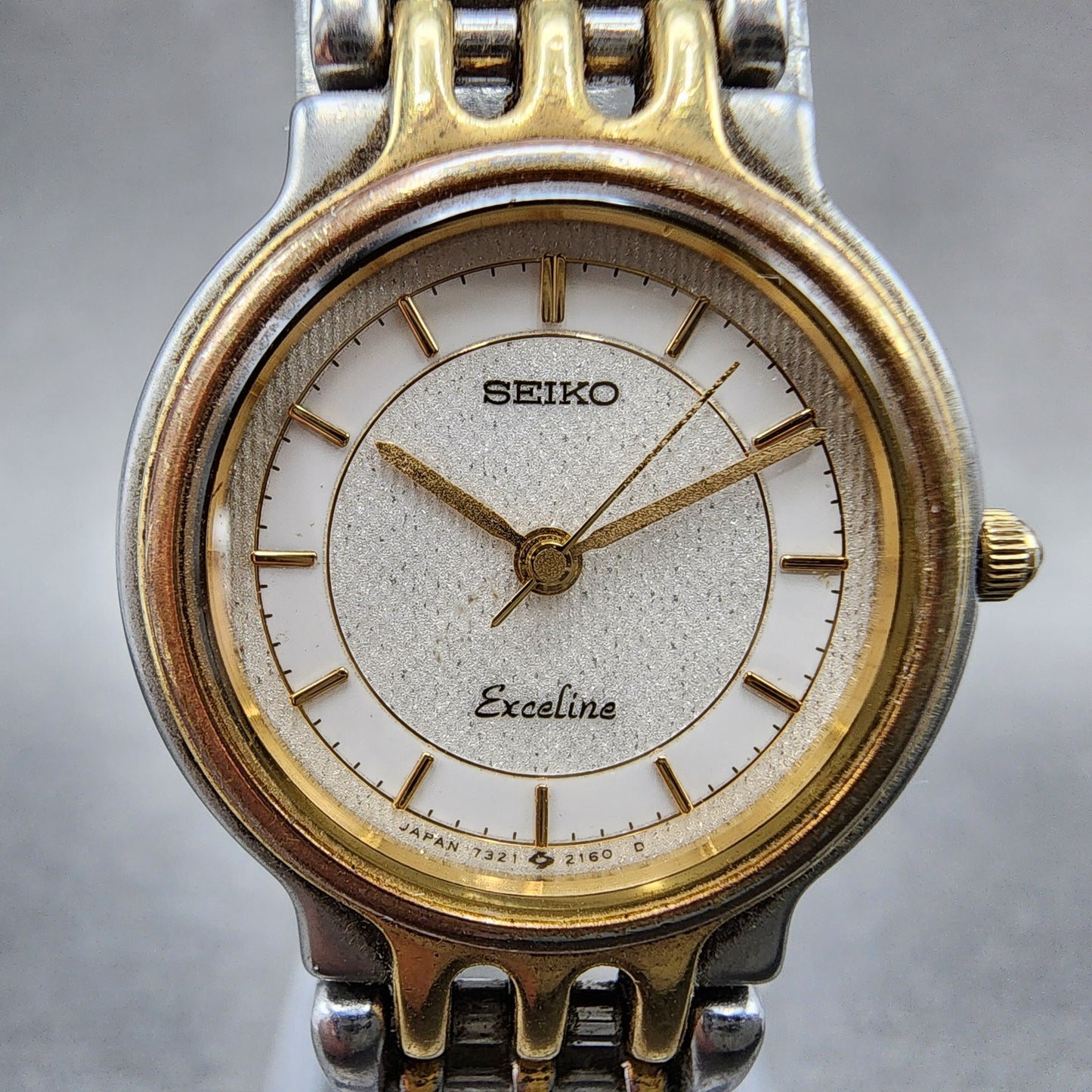 Seiko Exceline Watch Women 23mm White Dial Two Tone Round 73210480 New Battery1