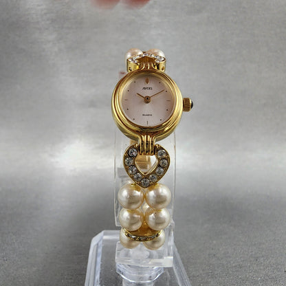 Avon Watch Women 18mm Silver Dial Gold Tone Oval Crystal Accents New Battery5