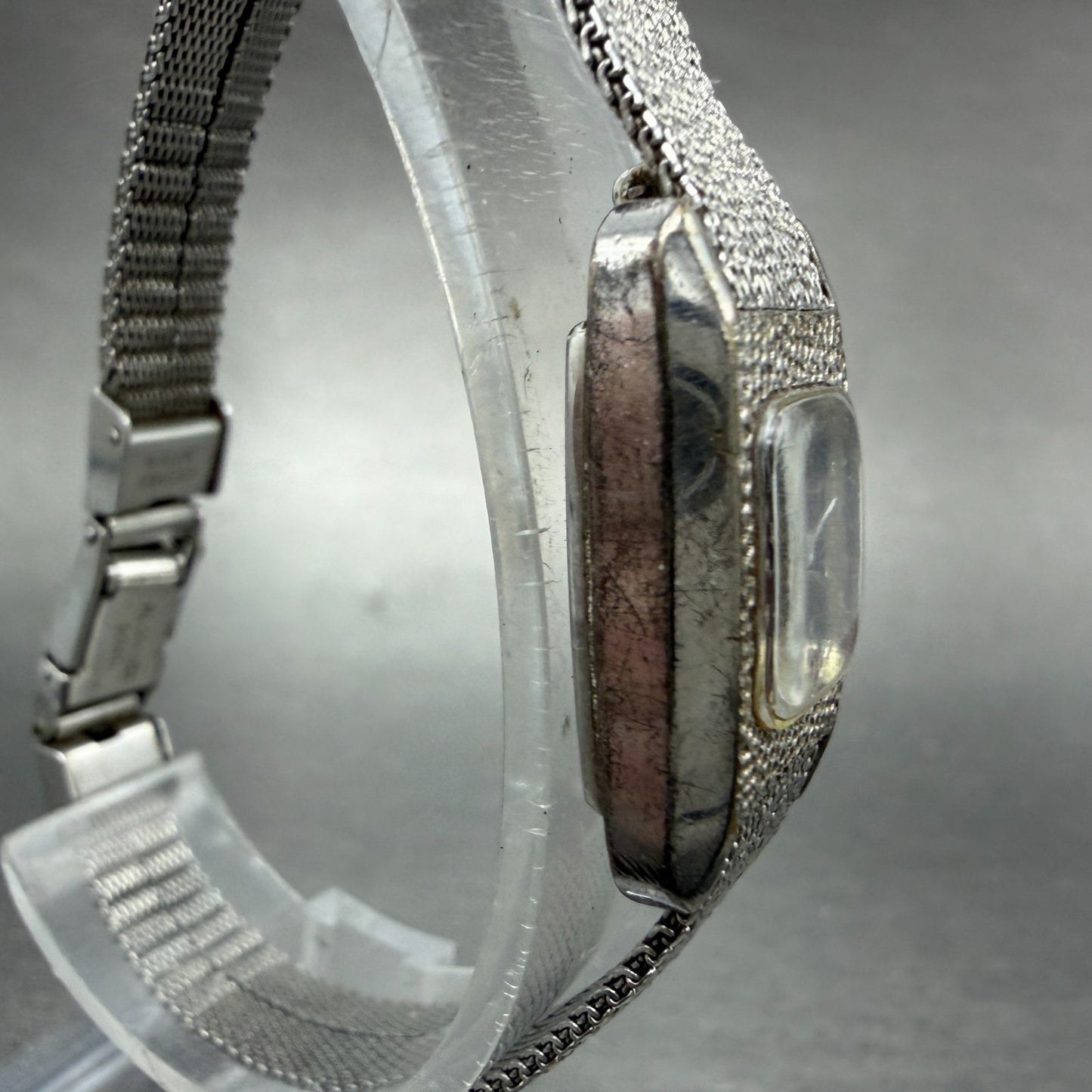 Seiko Tank Watch Women 16mm Purple Dial Silver Tone Manual 11-3409 Runs Vintage3