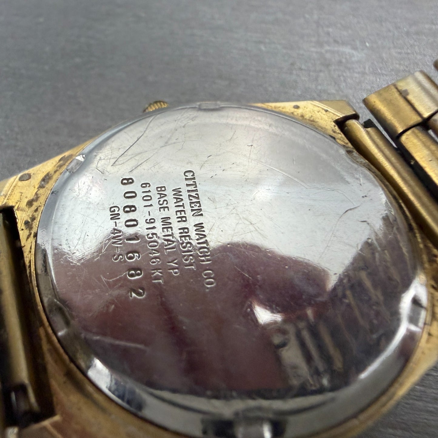 Citizen CQ Watch Men 34mm Champagne Dial Gold Tone Daydate 6101-915046 PARTS10