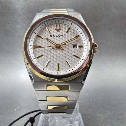 Bulova Watch Women 30mm White Dial Two Tone Date Round 98L323 New Battery 1238