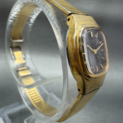 Seiko Watch Women 16mm Brown Dial Gold Tone Square 2C20-5770 New Battery3