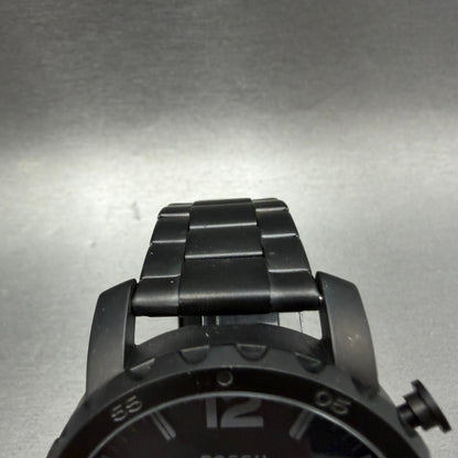 Fossil Nate Chrono Watch Men 50mm Black Dial Black Tone Date Round New Battery4