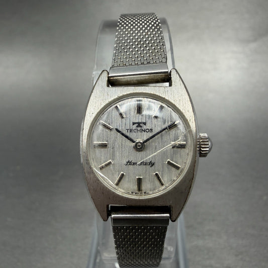 Technos Star lady Watch Women 19mm Silver Dial Steel Manual Wind Mesh Manual0