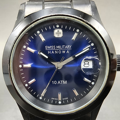 Swiss Military Hanowa Watch Women 36mm Blue Dial Black Date 65023 New Battery1
