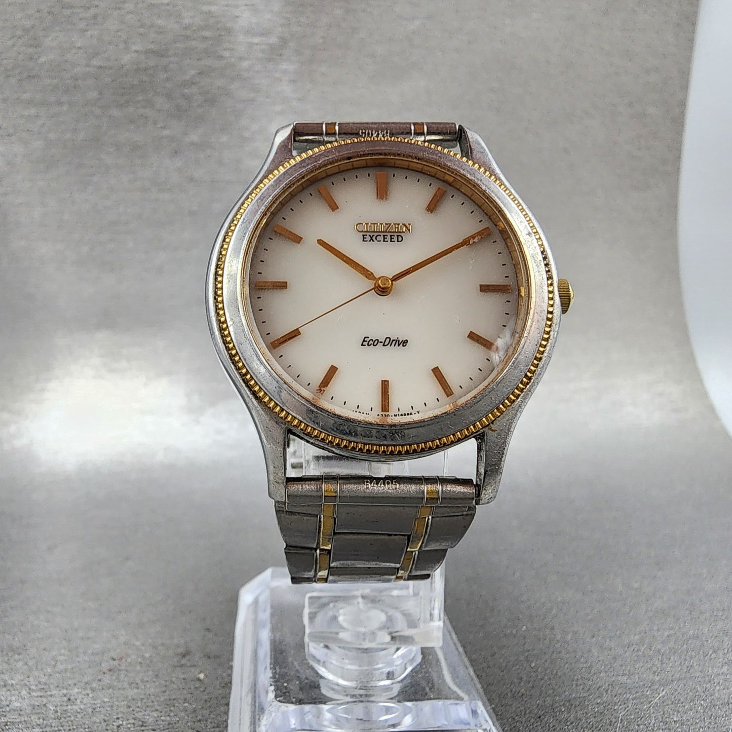Citizen Exceed EcoDrive Watch Men 35mm White Dial Two Tone A730H09874 Runs5