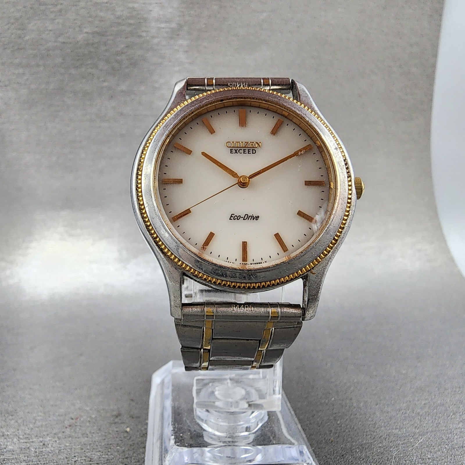 Citizen Exceed EcoDrive Watch Men 35mm White Dial Two Tone A730H09874 Runs5