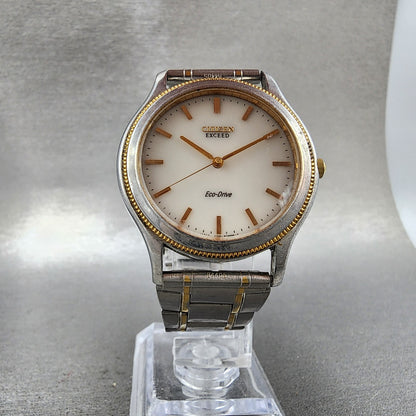 Citizen Exceed EcoDrive Watch Men 35mm White Dial Two Tone A730H09874 Runs5
